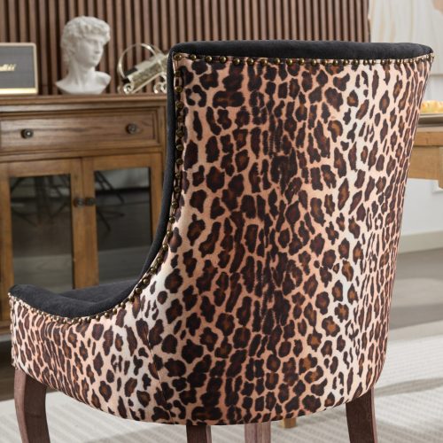 A&A Furniture 2-Pcs Leopard Print Ultra Side Dining Chairs (DE1807LP)