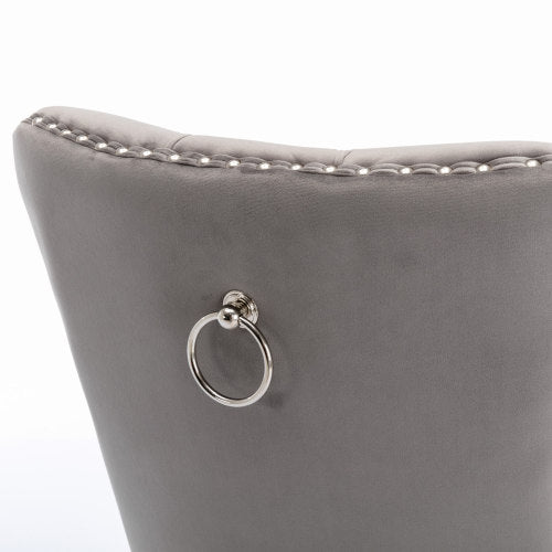 A&A Nikki Collection 2-Pcs Grey&Chrome Velvet Dining Chairs (DE1701GY)