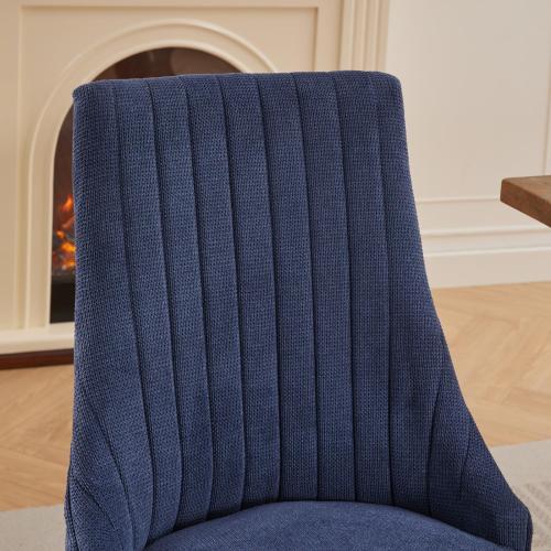 Blue Rayon Flocking Linen Dining Chairs 2-Pcs Set (DE1847BL)