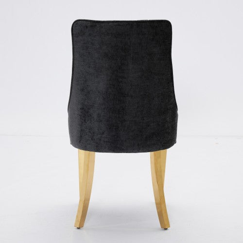 Black Rayon Chenille Dining Chairs 2-Pcs Set (DE1647BK)