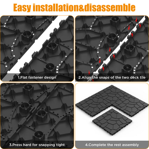 44 Pack Dark Gray New Stone - texture Interlocking Patio Deck Tiles