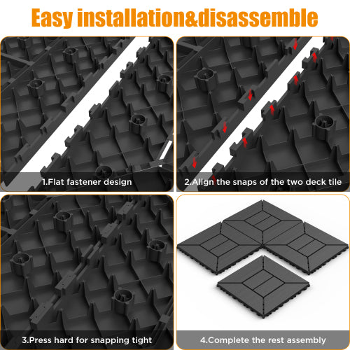 44 Pack New Style Dark Gray Interlocking Deck Tiles
