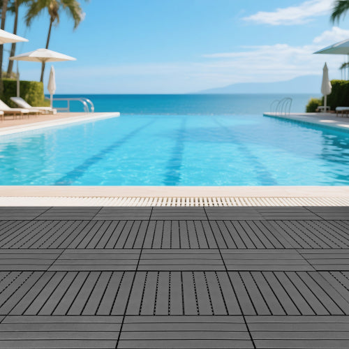 22 Pack Dark Gray 2FT Interlocking Patio Deck Tiles