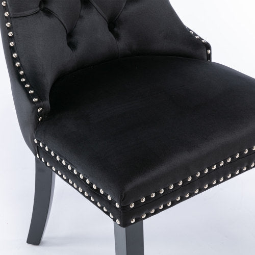 Nikki Collection 2-Pcs Black Velvet Tufted Dining Chair (DE2001BK)