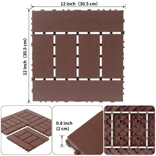 44 Pack Brown H - Style Interlocking Deck Tiles