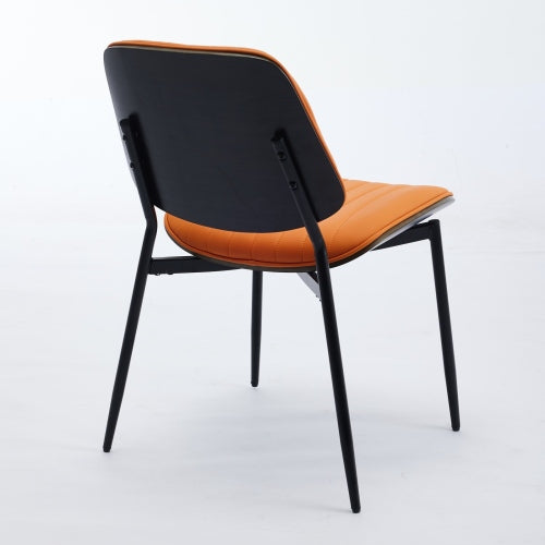 Mid-Century Orange Faux Leather Dining Chairs 2-Pcs Set (DE1849OG)