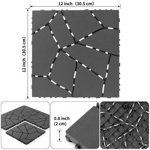 44 Pack Dark Gray H - Style Interlocking Deck Tiles