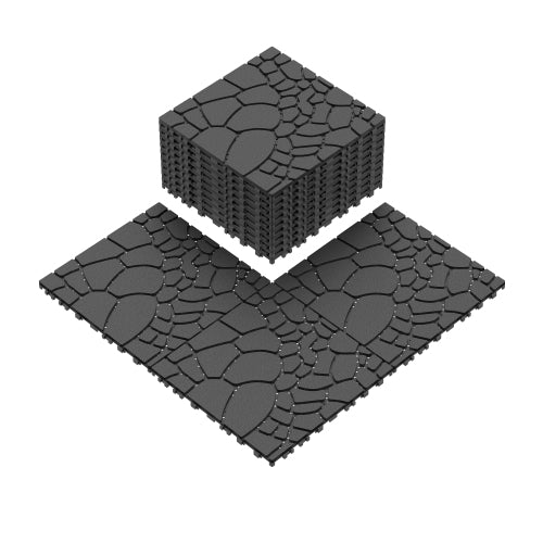 44 Pack Dark Gray 12" Stone - texture Interlocking Patio Deck Tiles