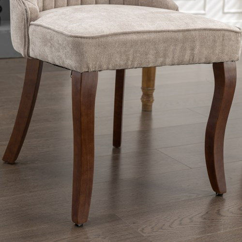 Beige Rayon Flocking Linen Dining Chairs 2-Pcs Set (DE1847BG)