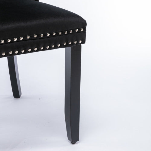 Nikki Collection 2-Pcs Black Velvet Tufted Dining Chair (DE2001BK)