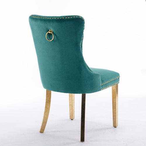 Modern Tufted Velvet Dining Chair Set (Green, DE1601GN)