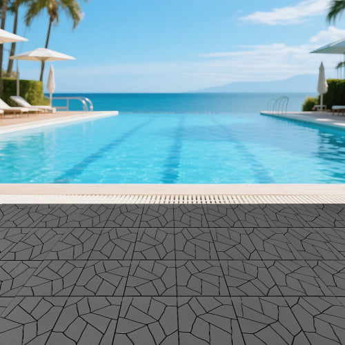 44 Pack Dark Gray H - Style Interlocking Deck Tiles