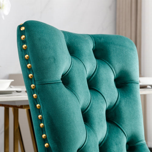 Modern Tufted Velvet Dining Chair Set (Green, DE1601GN)