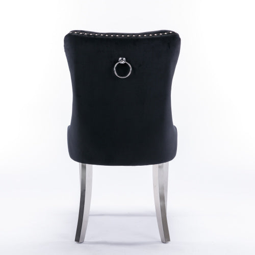 Modern Tufted Velvet Dining Chair Set (Black, DE1701BK)