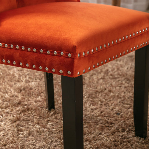 Nikki Collection 2-Pcs Orange Velvet Dining Chairs (DE2001OG)