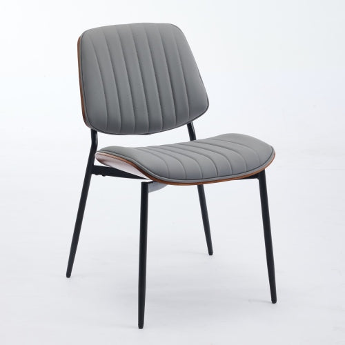 2-Pcs Gray Faux Leather Dining Chairs (DE1849GY)