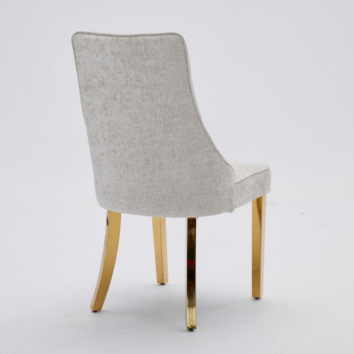 Beige Rayon Chenille Dining Chairs 2-Pcs Set (DE1647BG)