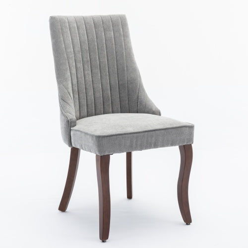 Gray Rayon Flocking Linen Dining Chairs 2-Pcs Set (DE1847GY)
