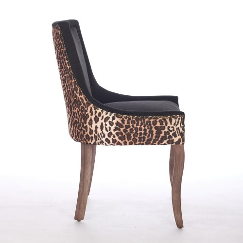 A&A Furniture 2-Pcs Leopard Print Ultra Side Dining Chairs (DE1807LP)