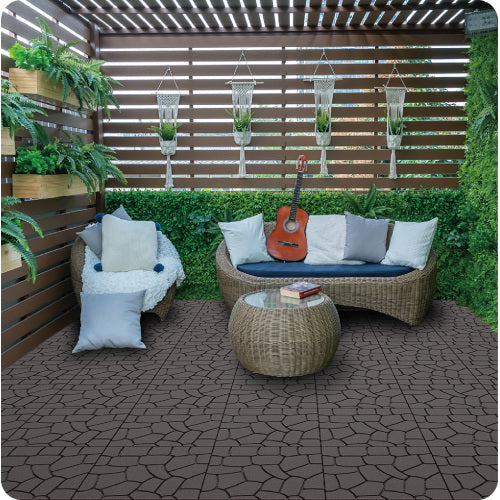 44 Pack Dark Gray New Stone - texture Interlocking Patio Deck Tiles
