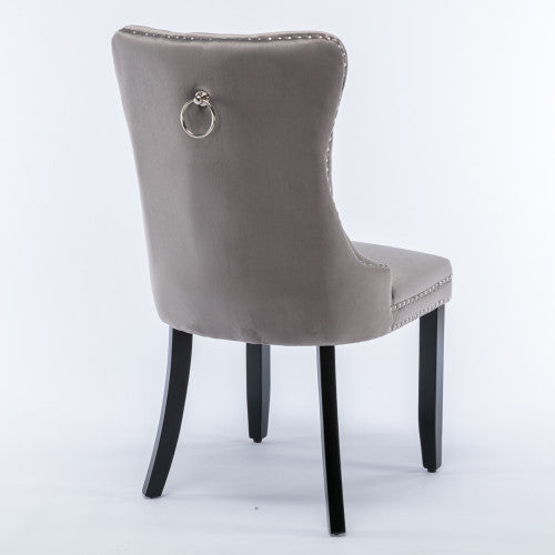 Gray Velvet Tufted Barstools 2-Pcs Set (DE2002GY)