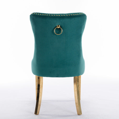 Modern Tufted Velvet Dining Chair Set (Green, DE1601GN)