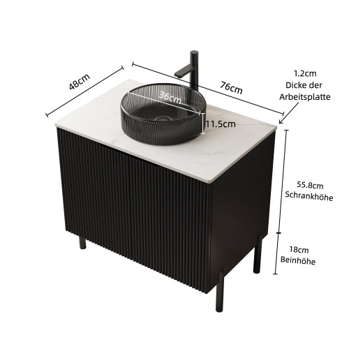 KAIRO 42cm Wandmontierbarer Badezimmerwaschtisch (Weiß Keramikbecken + Cremeeiche)