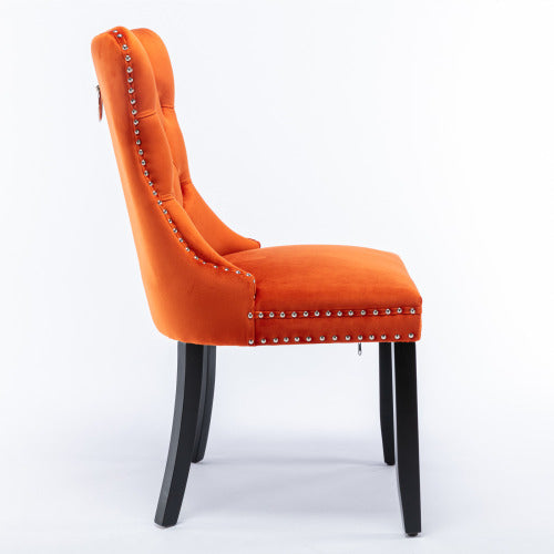 Nikki Collection 2-Pcs Orange Velvet Dining Chairs (DE2001OG)