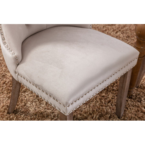 Nikki Collection 2-Pcs Beige Velvet Tufted Dining Chair (DE2001BG)