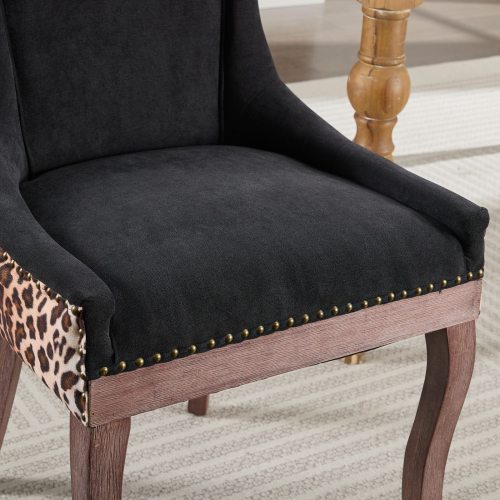 A&A Furniture 2-Pcs Leopard Print Ultra Side Dining Chairs (DE1807LP)