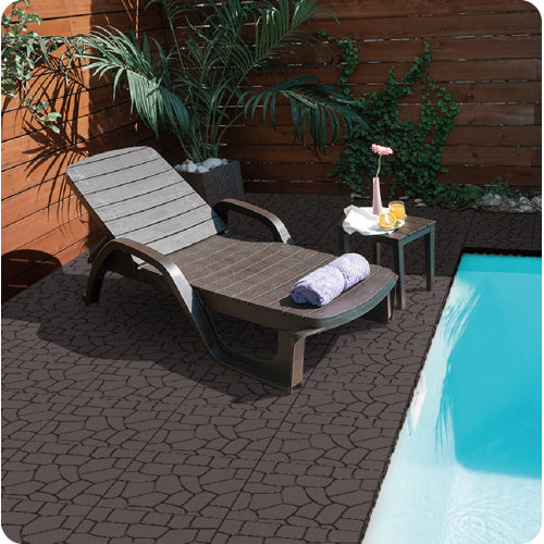 44 Pack Dark Gray New Stone - texture Interlocking Patio Deck Tiles