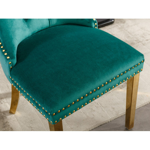 Modern Tufted Velvet Dining Chair Set (Green, DE1601GN)