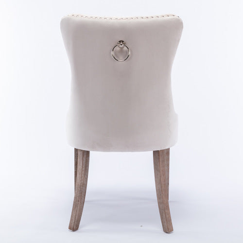 Nikki Collection 2-Pcs Beige Velvet Tufted Dining Chair (DE2001BG)