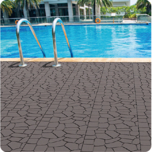 44 Pack Dark Gray New Stone - texture Interlocking Patio Deck Tiles