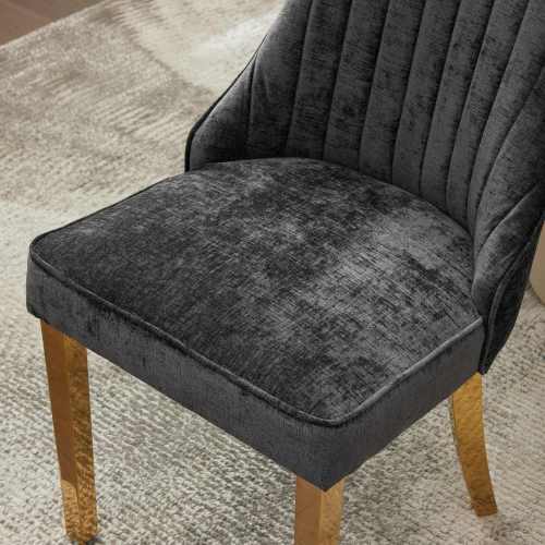 Black Rayon Chenille Dining Chairs 2-Pcs Set (DE1647BK)