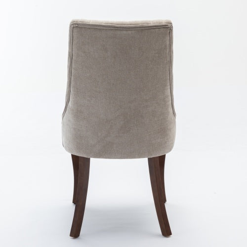Beige Rayon Flocking Linen Dining Chairs 2-Pcs Set (DE1847BG)