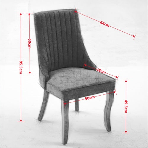 Beige Rayon Flocking Linen Dining Chairs 2-Pcs Set (DE1847BG)