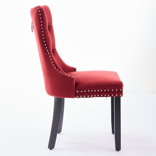2-Pcs Burgundy/Wine Red Velvet Dining Chairs (DE2001WR)