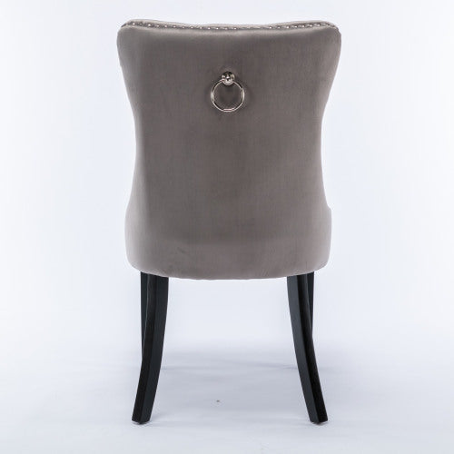 Gray Velvet Tufted Barstools 2-Pcs Set (DE2002GY)