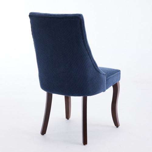 Blue Rayon Flocking Linen Dining Chairs 2-Pcs Set (DE1847BL)