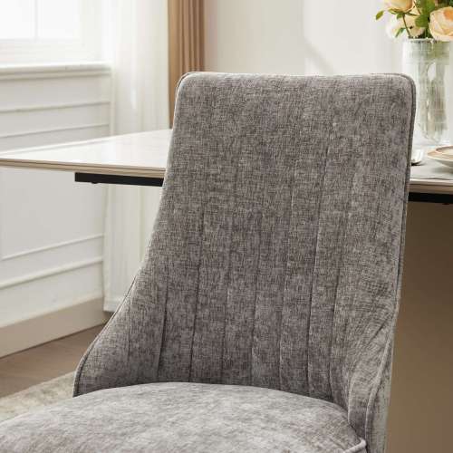 French Style Chenille Dining Chair Set (Gray, DE1647GY)