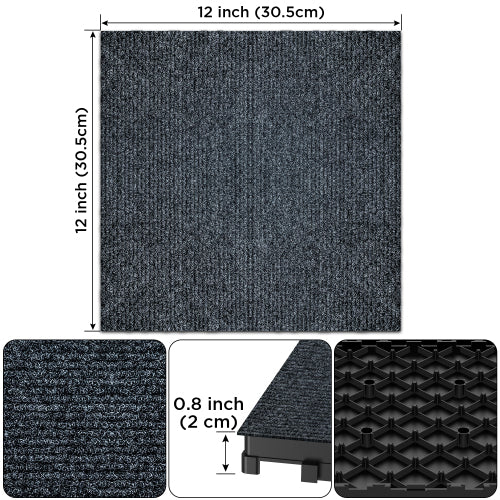 36 Pack 12" Interlocking Patio Carpet Deck Tiles
