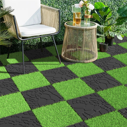44 Pack Dark Gray 12" Stone - texture Interlocking Patio Deck Tiles