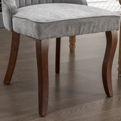 Gray Rayon Flocking Linen Dining Chairs 2-Pcs Set (DE1847GY)