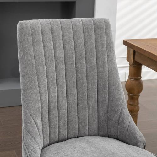 Gray Rayon Flocking Linen Dining Chairs 2-Pcs Set (DE1847GY)