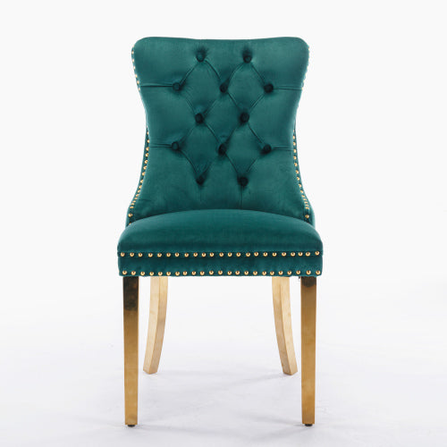 Modern Tufted Velvet Dining Chair Set (Green, DE1601GN)