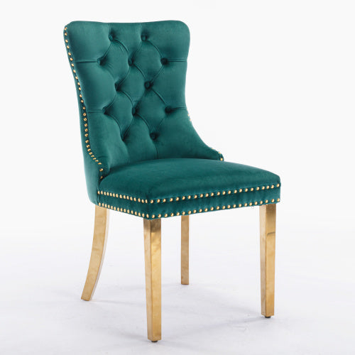 Modern Tufted Velvet Dining Chair Set (Green, DE1601GN)