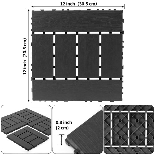 44 Pack Dark Gray H - Style Interlocking Deck Tiles