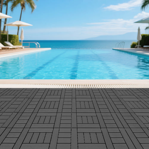 44 Pack Dark Gray H - Style Interlocking Deck Tiles