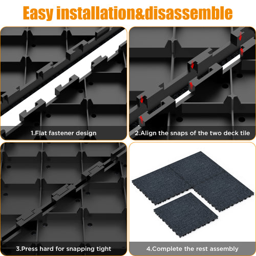 36 Pack 12" Interlocking Patio Carpet Deck Tiles
